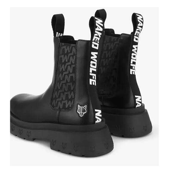 NAKED WOLFE  caution logo-embossed leather chelsea boots - Men\'s Size 12 / 46 main image 4